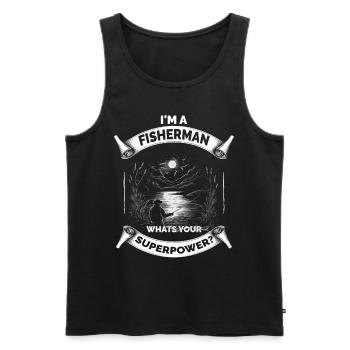 Lustiger Opa Papa Angelfischer - Männer Premium Bio Tank Top - Schwarz - Vorne - AI Model Male 178 light (178cm)