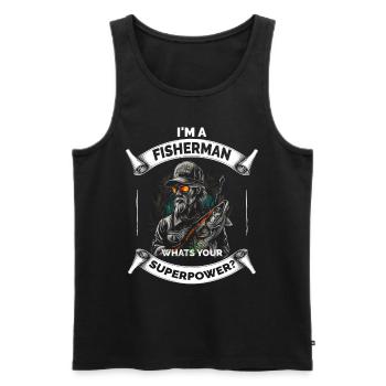 Lustiger Opa Papa Angelfischer - Männer Premium Bio Tank Top - Schwarz - Vorne - AI Model Male 178 light (178cm)