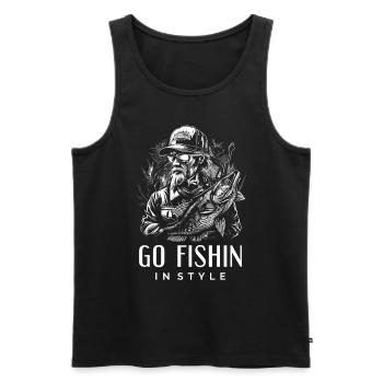 Allez pêcher avec style - Funny Fishing - Débardeur bio Premium Homme - noir - Devant - Michal (187cm)