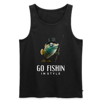 Allez pêcher avec style - Drôle de pêcheur - Débardeur bio Premium Homme - noir - Devant - Michal (187cm)