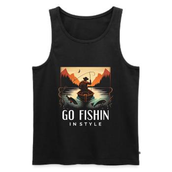 Allez pêcher avec style - Funny Fishing - Débardeur bio Premium Homme - noir - Devant - Michal (187cm)