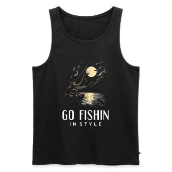 Allez pêcher avec style - Débardeur bio Premium Homme - noir - Devant - Michal (187cm)