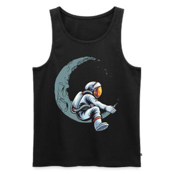 Funny Astronaut On Moon For Astronomy Student - Men's Premium Organic Tank Top - black - Front - Michal (187cm)