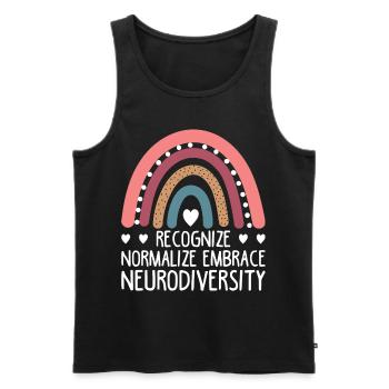 Recognize Normalize Embrace Neurodiversity For New - Men's Premium Organic Tank Top - black - Front - AI Model Male 178 light (178cm)