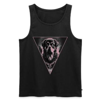 Rottweiler,Tête de chien,Sport de chien,Garde du corps - Débardeur bio Premium Homme - noir - Devant - AI Model Male 178 light (178cm)
