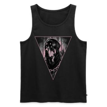 Rottweiler,Tête de chien,Sports canins - Débardeur bio Premium Homme - noir - Devant - AI Model Male 178 light (178cm)