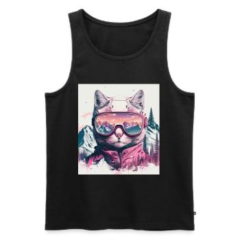 Winter Katze Ski Snowboard Schnee Kätzchen - Männer Premium Bio Tank Top - Schwarz - Vorne - AI Model Male 178 light (178cm)