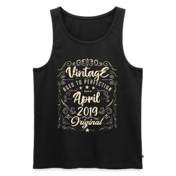Jahrgang geboren im April 2019. Geburtstag April. - Männer Premium Bio Tank Top - Schwarz - Vorne - Michal (187cm)