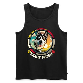Dog Cartoon Huskie Design pour les amoureux des chiens - Débardeur bio Premium Homme - noir - Devant - Michal (187cm)