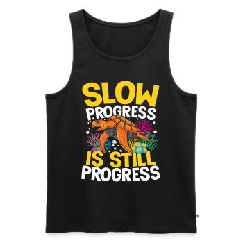 SLOW PROGRESS IS STILL PROGRESS - Männer Premium Bio Tank Top - Schwarz - Vorne - AI Model Male 178 light (178cm)