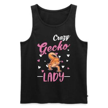Crazy Gecko lady Gecko femme - Débardeur bio Premium Homme - noir - Devant - AI Model Male 178 light (178cm)