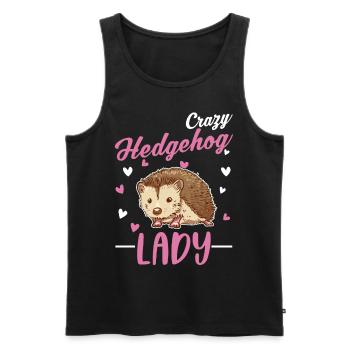 Crazy Hedgehog lady Hedgehog Prickly - Men's Premium Organic Tank Top - black - Front - Michal (187cm)