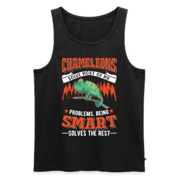 Caméléon Cadeau Caméléon - Débardeur bio Premium Homme - noir - Devant - Michal (187cm)