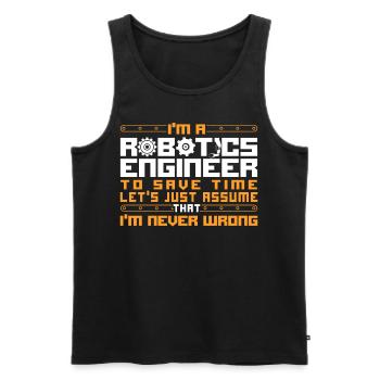 Ingénieur Robotique Robot Vintage - Débardeur bio Premium Homme - noir - Devant - AI Model Male 178 light (178cm)
