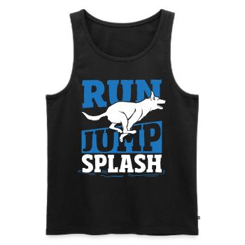 Run Jump Splash Dock Diving Dog Jumping - Men's Premium Organic Tank Top - black - Front - AI Model Male 178 light (178cm)