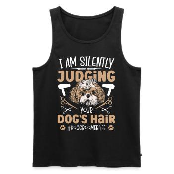 Je juge silencieusement le chien à poils de votre chien - Débardeur bio Premium Homme - noir - Devant - AI Model Male 178 light (178cm)