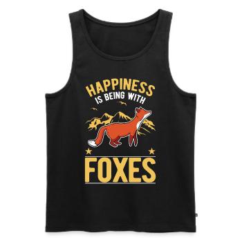 Happiness is being with Foxes Fuchs - Men's Premium Organic Tank Top - black - Front - Michal (187cm)