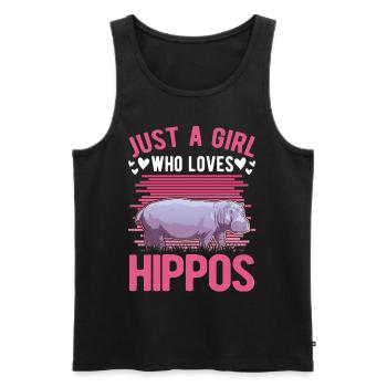 Juste une fille qui aime les hippopotames hippopotames hippopotames - Débardeur bio Premium Homme - noir - Devant - AI Model Male 178 light (178cm)