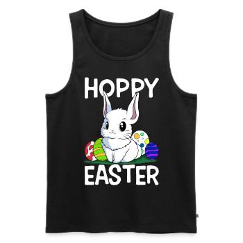 Hoppy Easter Süßer Osterhase Ostern Eiersuche - Männer Premium Bio Tank Top - Schwarz - Vorne - AI Model Male 178 light (178cm)