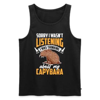 Capybara a pensé à capybara - Débardeur bio Premium Homme - noir - Devant - Michal (187cm)