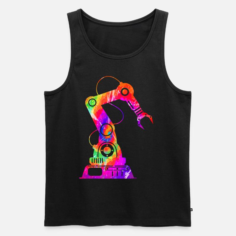 Robot Robotics Engineer Tie Dye - Männer Premium Bio Tank Top - Schwarz