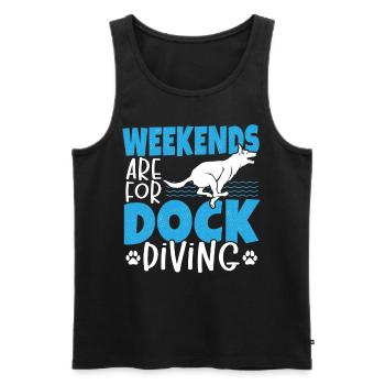 Weekends Are For Dock Diving Dog Jumping - Men's Premium Organic Tank Top - black - Front - AI Model Male 178 light (178cm)
