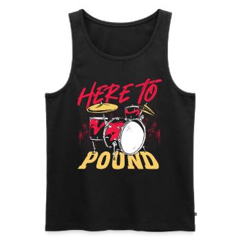 Here To Pound Drummer Percussionist - Men's Premium Organic Tank Top - black - Front - AI Model Male 178 light (178cm)