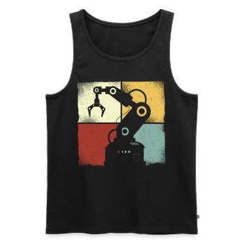 Robot Robotics Engineer Retro - Men's Premium Organic Tank Top - black - Front - AI Model Male 178 light (178cm)