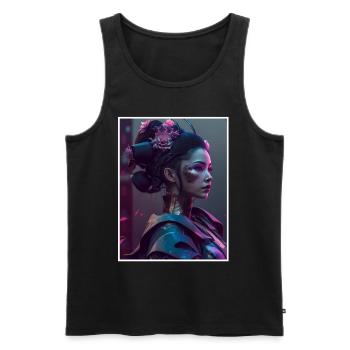Geisha Anime Japon Vaporwave Anime Futuriste - Débardeur bio Premium Homme - noir - Devant - AI Model Male 178 light (178cm)