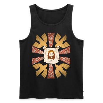 Jesus Christus, Tuch, Christlich, Friedenstauben - Männer Premium Bio Tank Top - Schwarz - Vorne - AI Model Male 178 light (178cm)