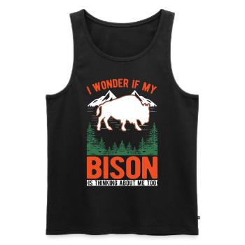 Buffalo Gift Bison Buffallo Buffle d’eau - Débardeur bio Premium Homme - noir - Devant - Michal (187cm)