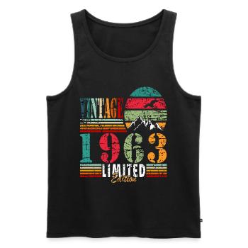 Made 1963, Born 1963 Birthday - Men's Premium Organic Tank Top - black - Front - AI Model Male 178 light (178cm)