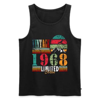 Made 1968, Born 1968 Birthday - Men's Premium Organic Tank Top - black - Front - AI Model Male 178 light (178cm)