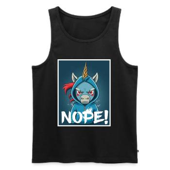 Nope morning grouch licorne collègue sarcasme - Débardeur bio Premium Homme - noir - Devant - Michal (187cm)