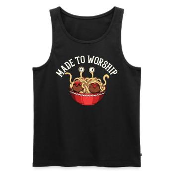 Fliegendes Spaghettimonster Pastafari - Männer Premium Bio Tank Top - Schwarz - Vorne - AI Model Male 178 light (178cm)