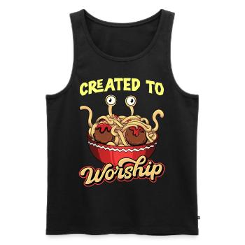 Fliegendes Spaghettimonster Pastafari - Männer Premium Bio Tank Top - Schwarz - Vorne - AI Model Male 178 light (178cm)