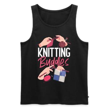 Knitting Knitter Friends Besties - Männer Premium Bio Tank Top - Schwarz - Vorne - AI Model Male 178 light (178cm)