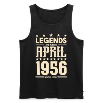 Cadeau Légende Avril 1956 cadeau avril 1956. April - Débardeur bio Premium Homme - noir - Devant - AI Model Male 178 light (178cm)