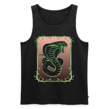 Serpent Cobra, dent empoisonnée - Débardeur bio Premium Homme - noir - Devant - AI Model Male 178 light (178cm)