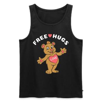 Câlins gratuits Teddy Bear - Débardeur bio Premium Homme - noir - Devant - AI Model Male 178 light (178cm)