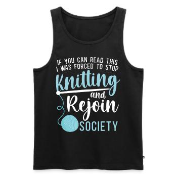 Knitting Knitter If You Can Read - Men's Premium Organic Tank Top - black - Front - AI Model Male 178 light (178cm)