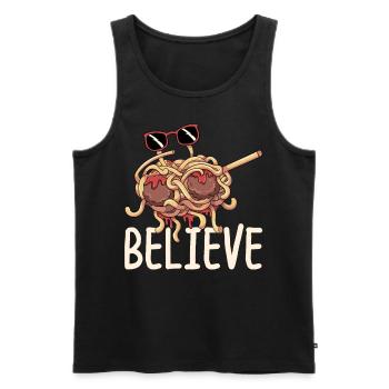 Tupfende fliegende Spaghettimonster Pastafarian - Männer Premium Bio Tank Top - Schwarz - Vorne - AI Model Male 178 light (178cm)