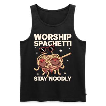 Dabbing Flying Spaghetti Monsters Pastafarian - Men's Premium Organic Tank Top - black - Front - AI Model Male 178 light (178cm)