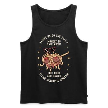 Tupfende fliegende Spaghettimonster Pastafarian - Männer Premium Bio Tank Top - Schwarz - Vorne - Michal (187cm)