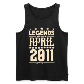 Geschenk Legende April 2011 Geschenk April 2011. April - Männer Premium Bio Tank Top - Schwarz - Vorne - Michal (187cm)