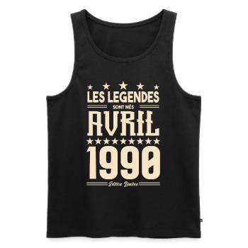 cadeau d'anniversaire Avril 1990 cadeau avril 1990 - Débardeur bio Premium Homme - noir - Devant - Michal (187cm)