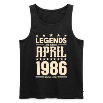 Cadeau Légende Avril 1986 cadeau avril 1986. April - Débardeur bio Premium Homme - noir - Devant - AI Model Male 178 light (178cm)