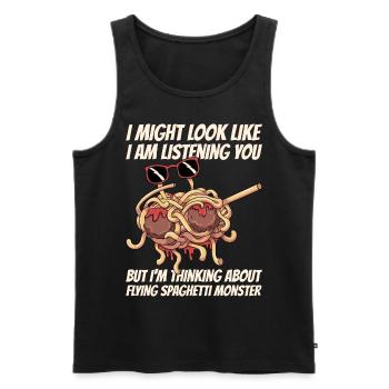 Tupfende fliegende Spaghettimonster Pastafarian - Männer Premium Bio Tank Top - Schwarz - Vorne - AI Model Male 178 light (178cm)