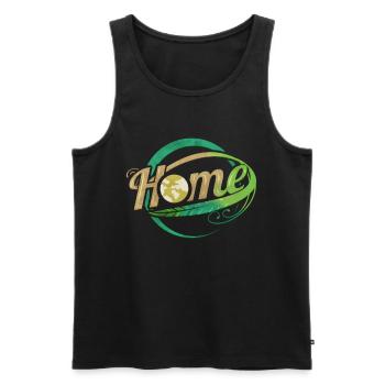Logo Planète Terre Maison entourée de plantes pour - Débardeur bio Premium Homme - noir - Devant - Michal (187cm)