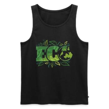 Logo Eco With Earth And Green Leaves For Earth Day - Men's Premium Organic Tank Top - black - Front - AI Model Male 178 light (178cm)